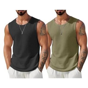 Men Polyester Blend Gym Tank Tops Sleeveless Sports Vest