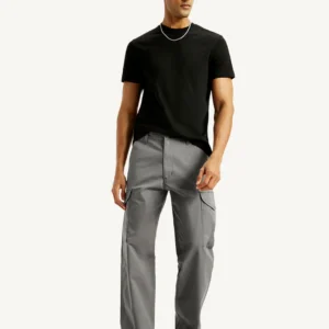 Men's Grey Baggy Fit Mid Rise Cargo Trousers