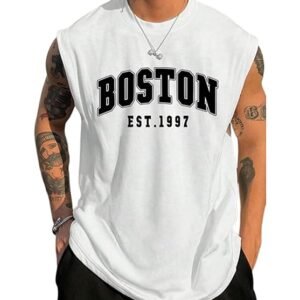 Men Cotton Blend Athletic Gym Tank Tops Sleeveless Sports Vest